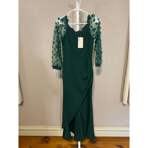 Women's BTFBM Green Floral Mesh Sleeve Maxi Dress Size S